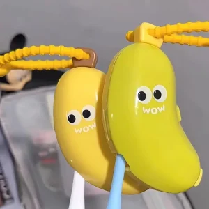 Banana Shaped Toothbrush Head Cover with Toothpaste Case, Portable Travel Organizer