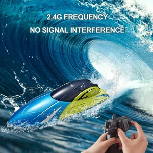 Remote Control Boat, Racing Boat with 2 Batteries, Gift for Kids Adults