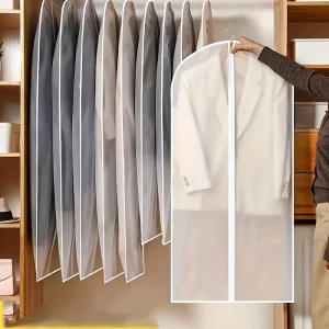 5 Pcs Zippered Clothing Bags, Transparent Covers for Suits, Coats, Hanging Organizers