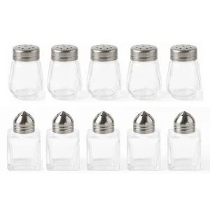 10Pcs Mini Spice Shaker Set with Stainless Steel Lids. Refillable.