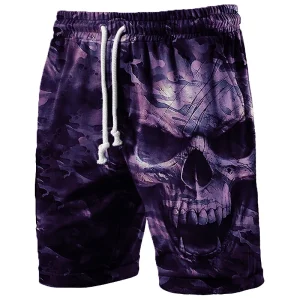 Men 3D Skull Print WATER Shorts Quick Dry. Streetwear, Surf, Swim, Trunks.