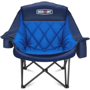 XL Camping Chair for Adults - Support 450lbs - Padded Folding Chair with Side Pocket Cup Holder Cooling Bag