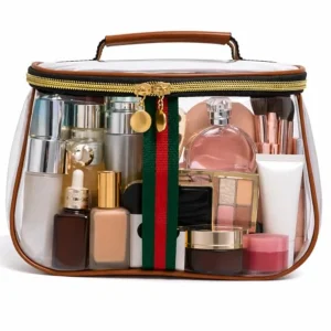 Vintage Makeup, Toiletry, Travel Organizer with Handle, Large Capacity.