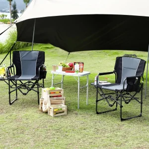 Oversized Camping Directors Chair Folding Lawn Chair For Adults Heavy Duty 330LBS With Side Table Cup Holder Portable Outdoor