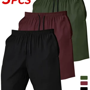 Men's 3-piece quick-dry shorts set, lightweight and comfortable fabric, suitable for outdoor sports, travel
